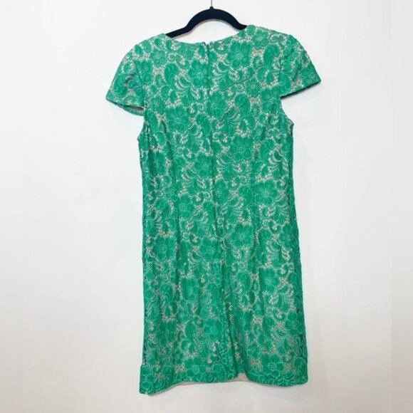 Ivy & Blu Nordstrom Emerald Green Lace Shift Dress Cap Sleeves Size 10 Feminine - Picture 3 of 8